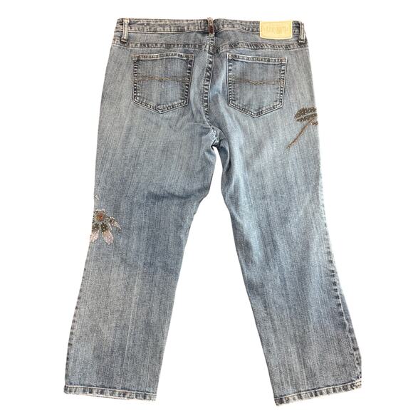 Vintage Z Cavaricci Jeans Embroidered Embellished Flowers light wash Sz 16 - Picture 3 of 9